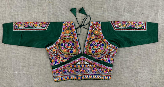 MIRRORWORK CHAINSTITICHED MULTICOLOURED BLOUSE