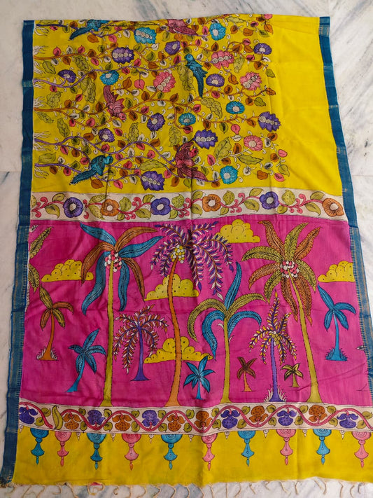 KALAMKARI HAND PAINTED SILK SAREE PRKRITI EDITION PARADISO