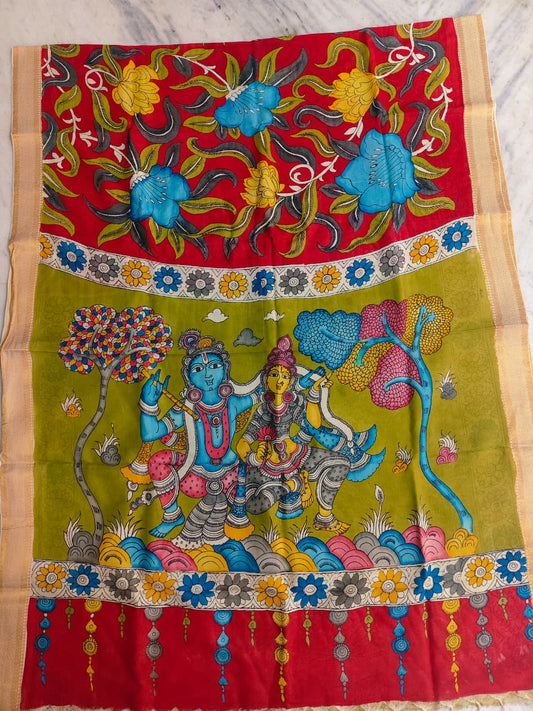 KALAMKARI HAND PAINTED SILK SAREE PRKRITI EDITION KRISHNA