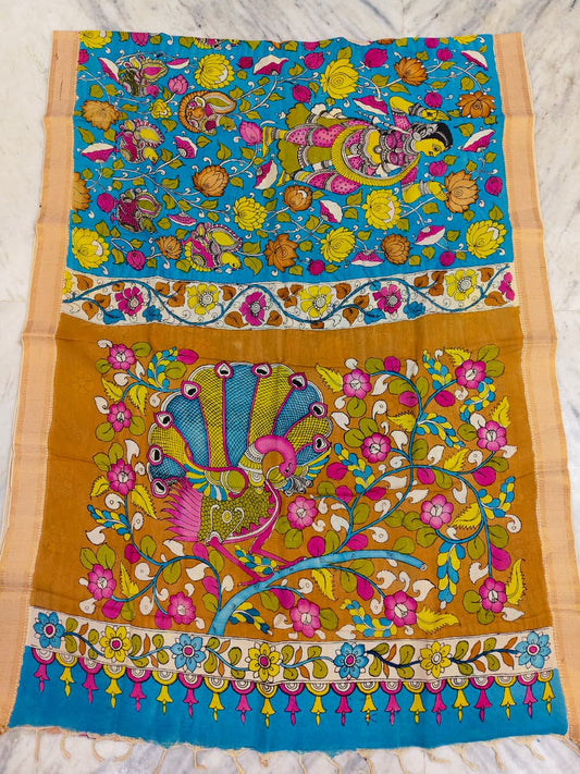 KALAMKARI HAND PAINTED SILK SAREE PRKRITI EDITION MOR
