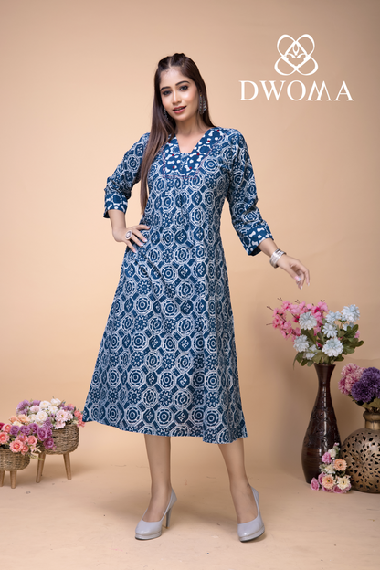 INDIGO RUSH COTTON MIDI