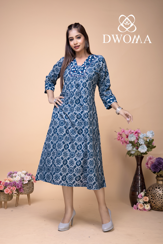 INDIGO RUSH COTTON MIDI