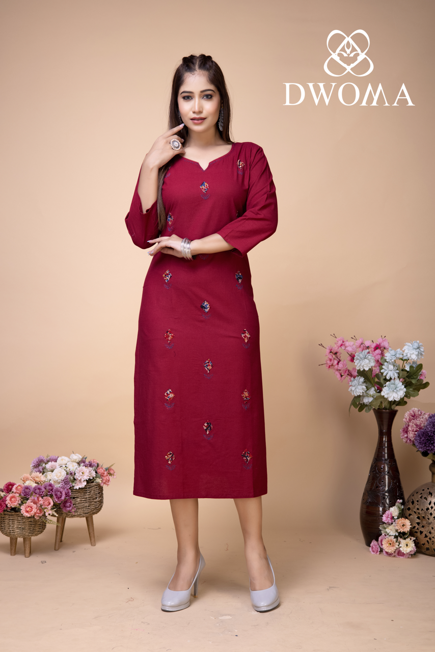 Royal Maroon Appliqué Kurti