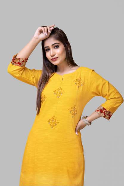 Amber Yellow Hand Embroidered Set