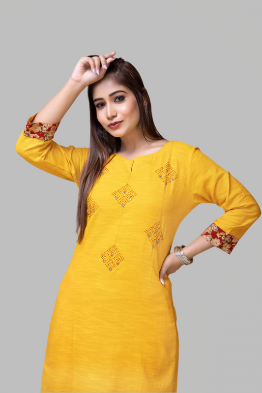 Amber Yellow Hand Embroidered Set