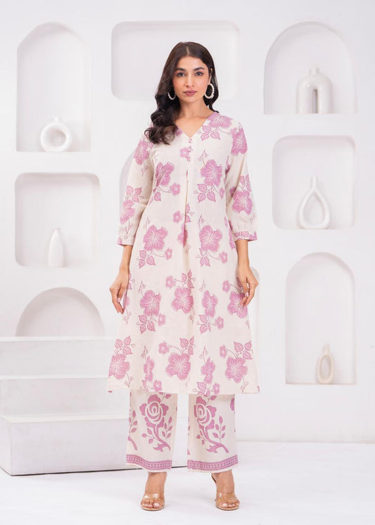 PINK FLORAL COTTON SET