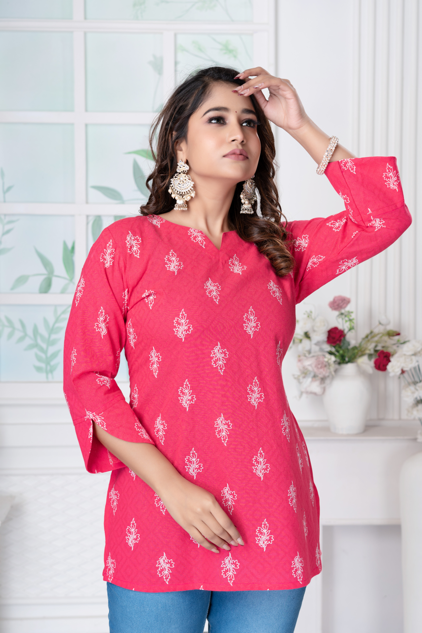 HotPink Dobby ShortKurti