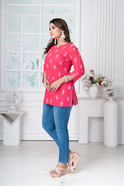 HotPink Dobby ShortKurti