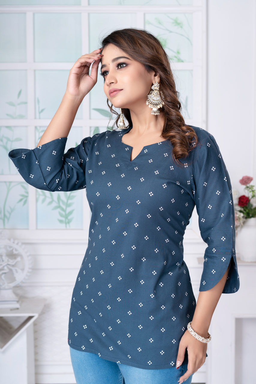 Prusafa Blue Short Kurti