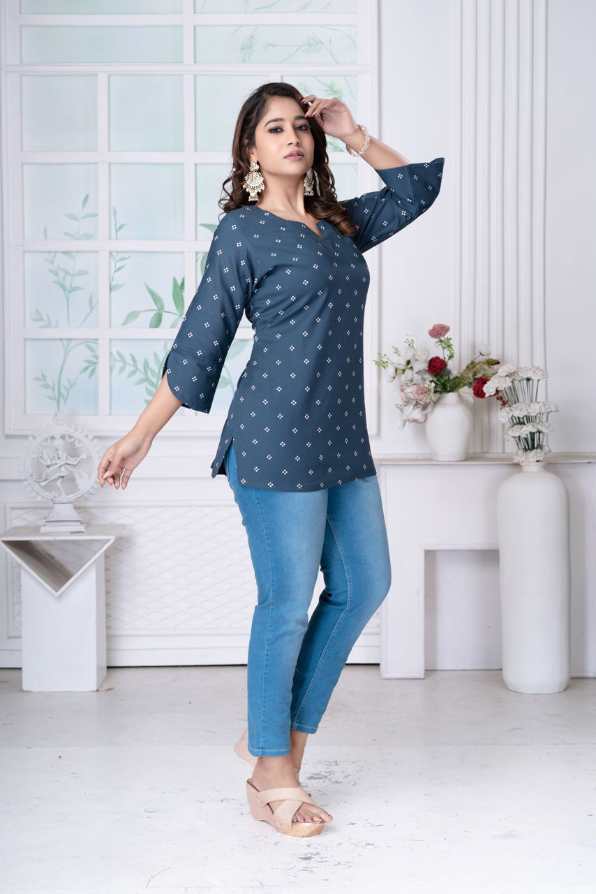 Prusafa Blue Short Kurti