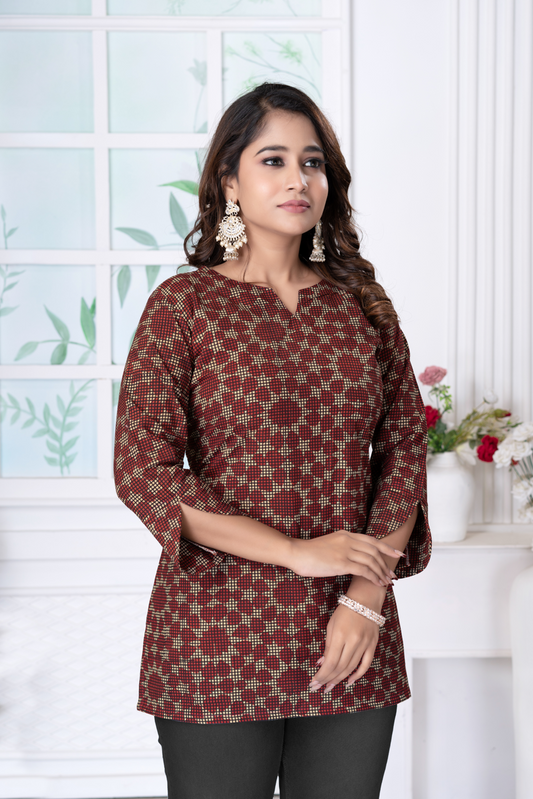 Ajrakh Gamthi ShortKurti Top