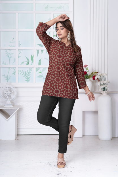Ajrakh Gamthi ShortKurti Top