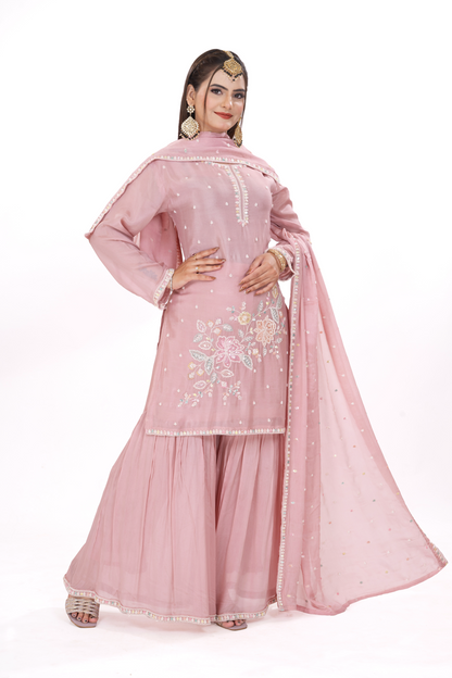 BLUSH PEACH EMBROIDERED DRESS