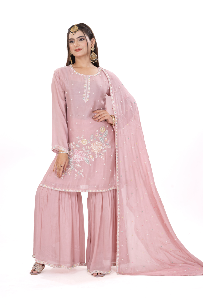 BLUSH PEACH EMBROIDERED DRESS