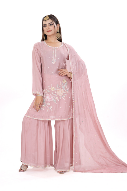 BLUSH PEACH EMBROIDERED DRESS