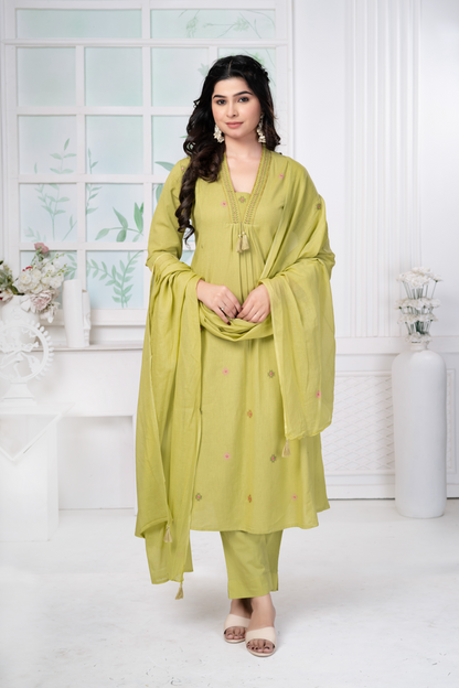 Light Pine Minimal Embroidered Dress