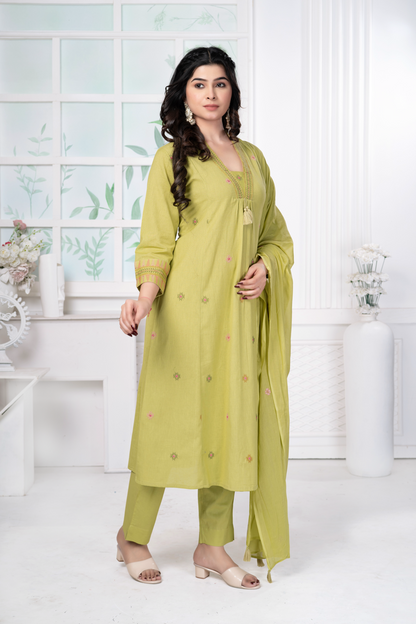 Light Pine Minimal Embroidered Dress