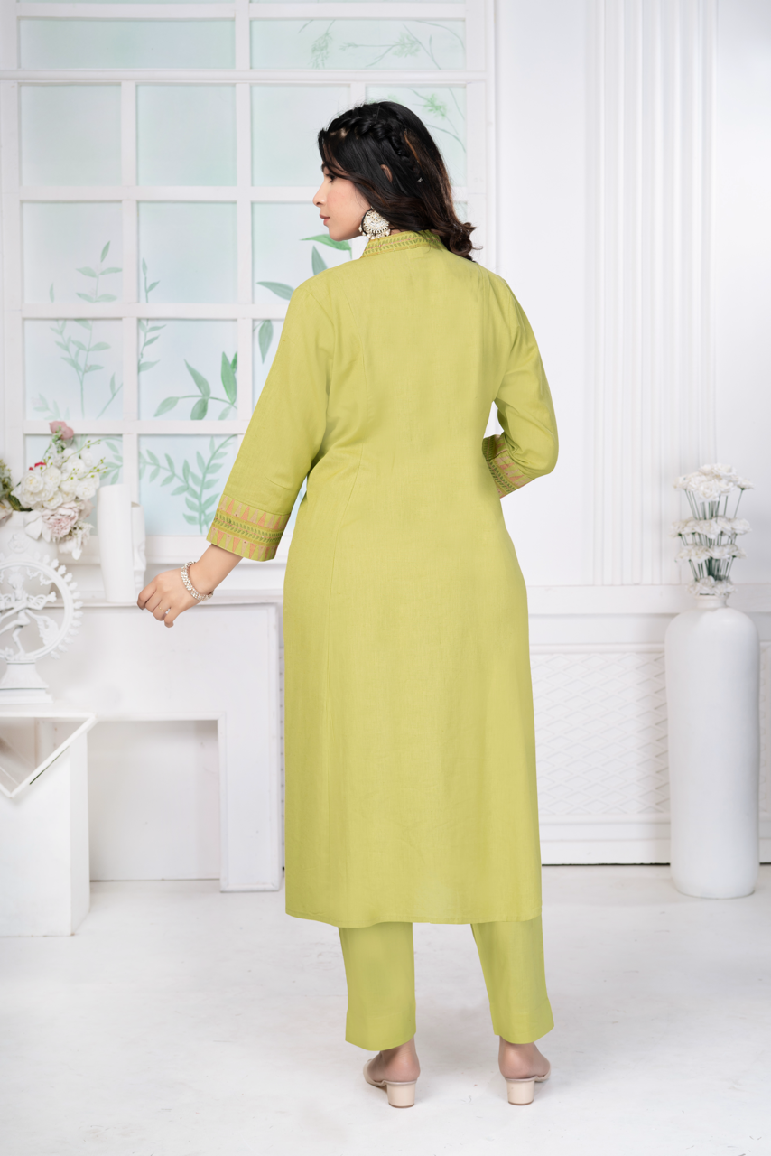 Light Pine Minimal Embroidered Dress