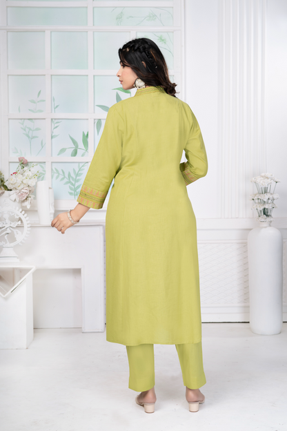 Light Pine Minimal Embroidered Dress