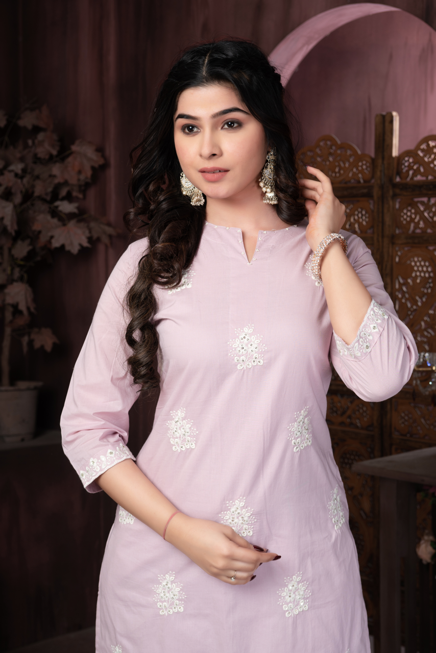 BABY PINK PURE COTTON EMBROIDERED SET