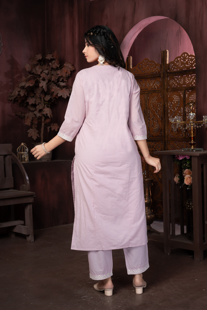 BABY PINK PURE COTTON EMBROIDERED SET