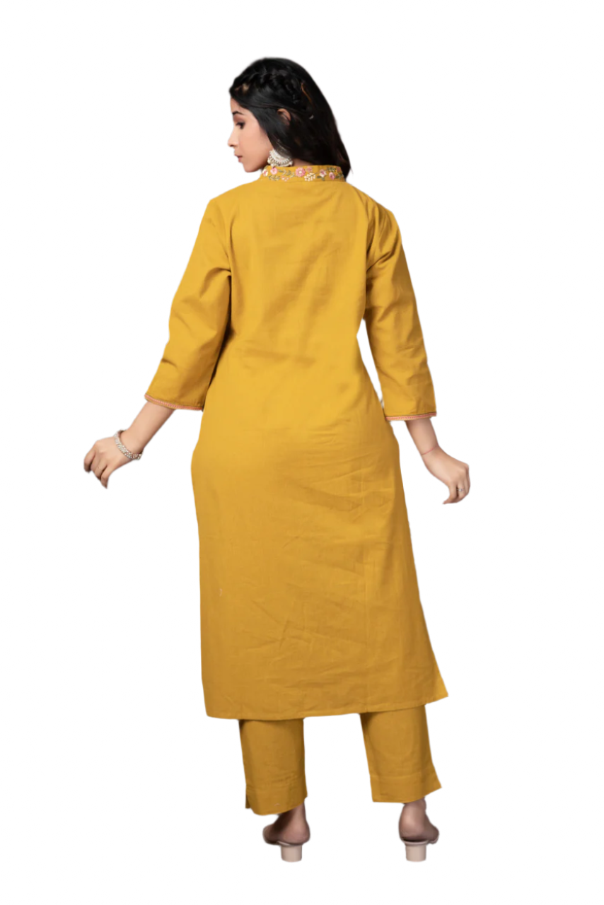 MEDALLION MUSTARD KURTI SET