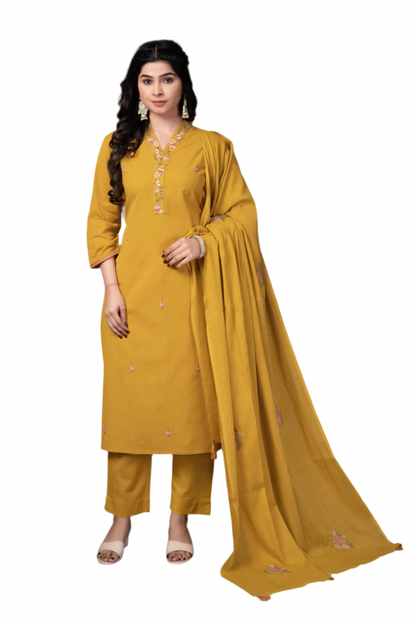 MEDALLION MUSTARD KURTI SET