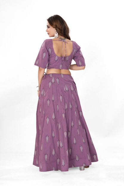 PURPLE LANCEOLATE JAAL DUPATTA LEHENGA SET