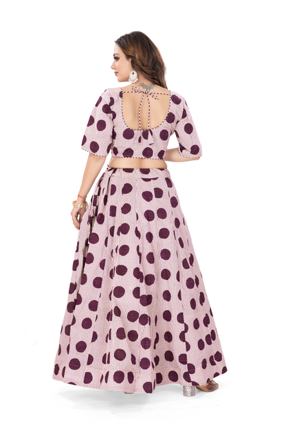 POLKALINED PURE COTTON LEHENGA SET