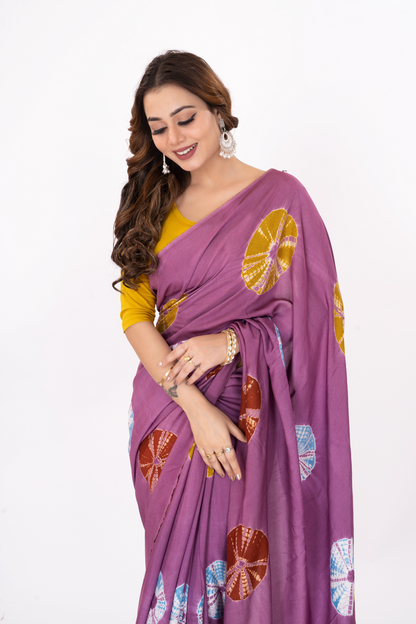 MULTICOLOURED TIEDYE SAREE