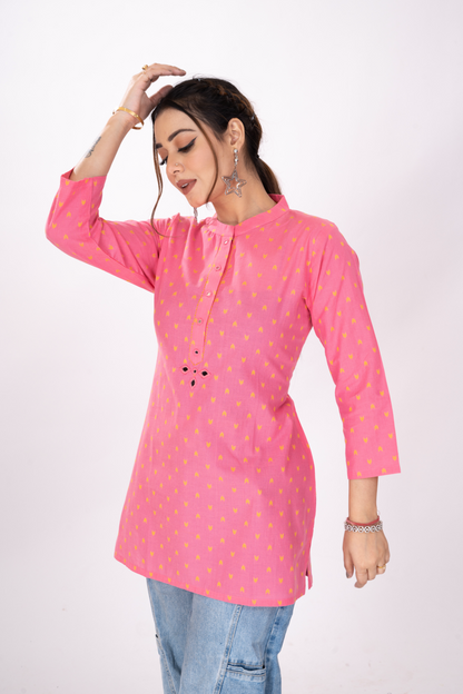 FLAMINGO PINK SHORT KURTI
