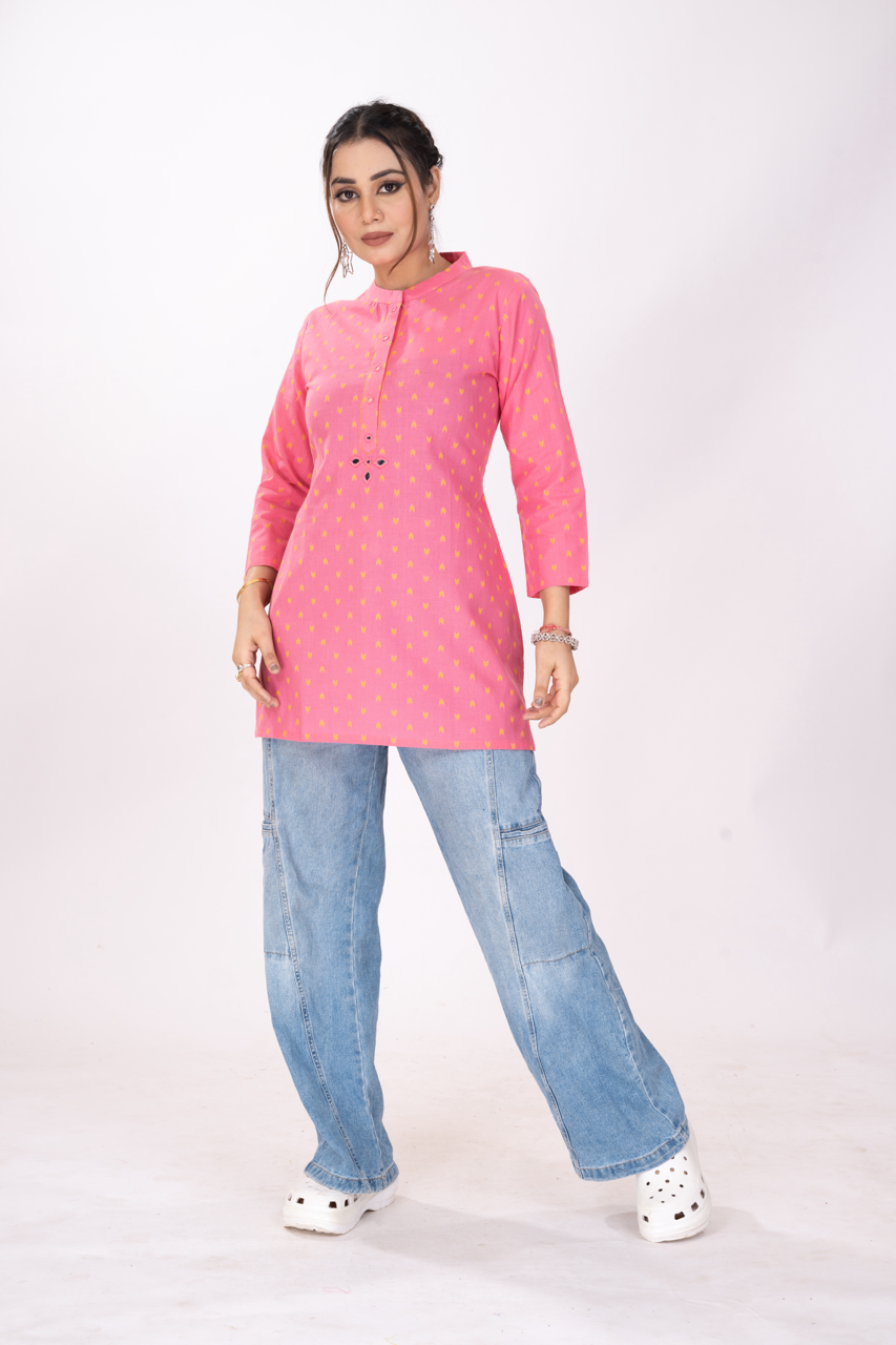 FLAMINGO PINK SHORT KURTI