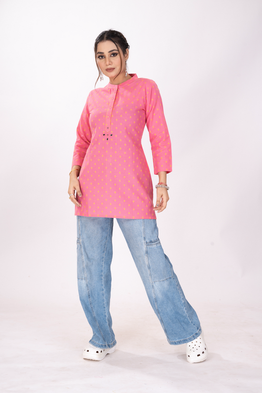 FLAMINGO PINK SHORT KURTI
