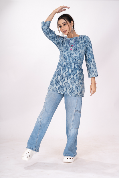 INDIGOFILE BLOCKSTYLE SHORT TOP KURTI