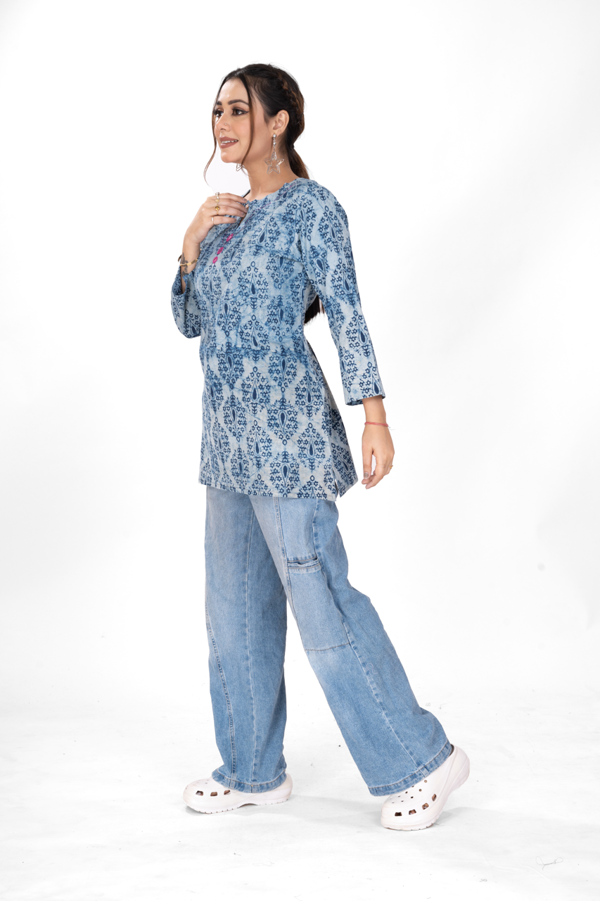 INDIGOFILE BLOCKSTYLE SHORT TOP KURTI