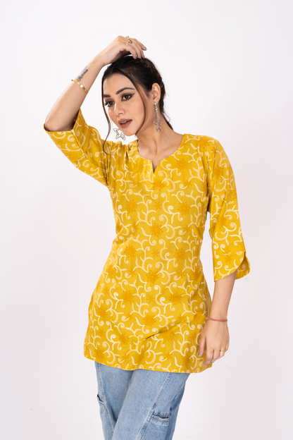 MISRN TURMERIC YELLOW SHORT TOP