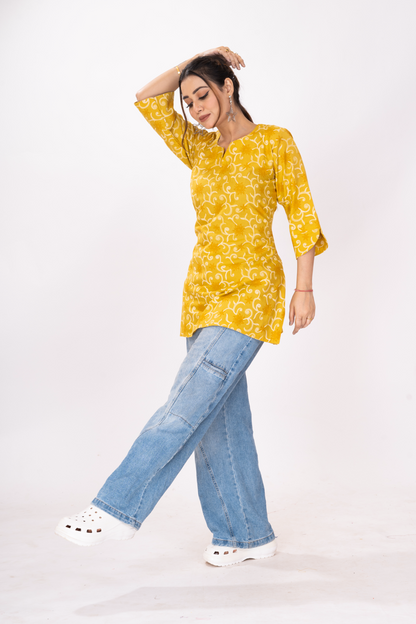 MISRN TURMERIC YELLOW SHORT TOP
