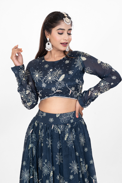 GENIE PRUSSIAN BLUE LEHENGA DRESS