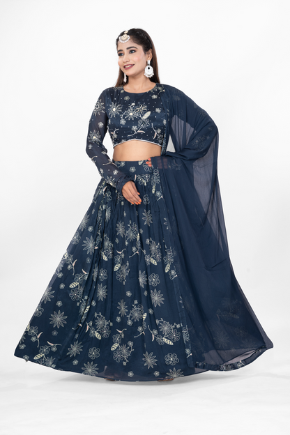 GENIE PRUSSIAN BLUE LEHENGA DRESS