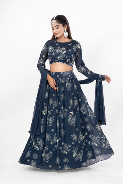 GENIE PRUSSIAN BLUE LEHENGA DRESS