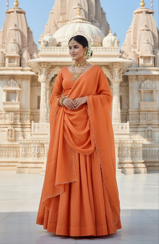 Tangerine Pastel Lehenga Set