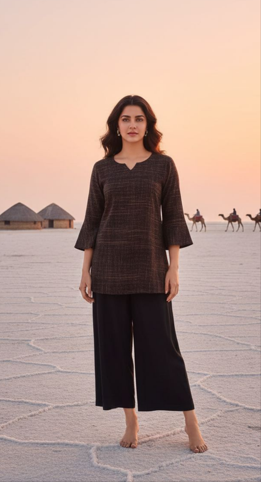 Nisa Scratched Ajrakh Top