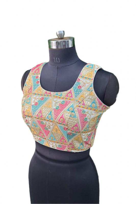 WHITE EMBROIDERED MULTI BLOUSE