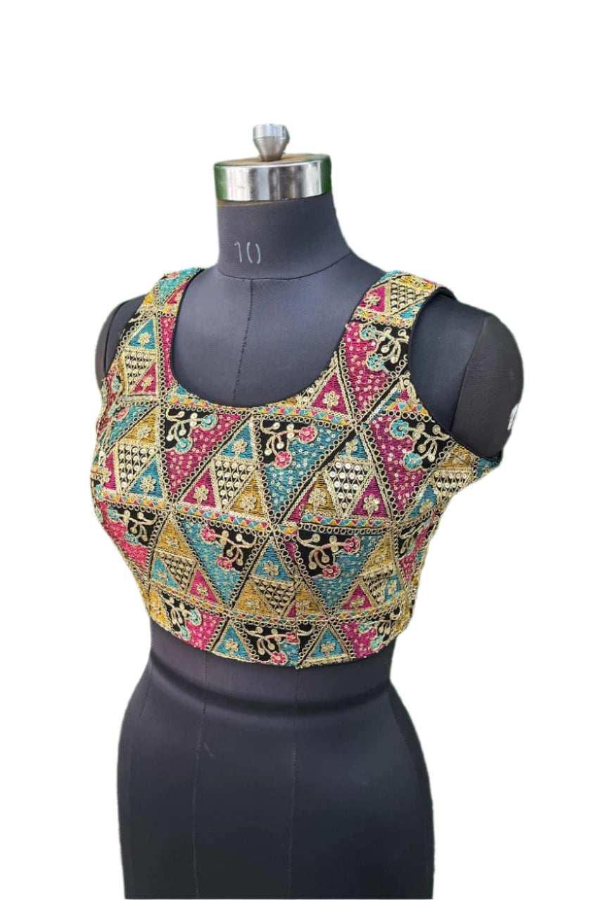 BLACK EMBROIDERED MULTI BLOUSE