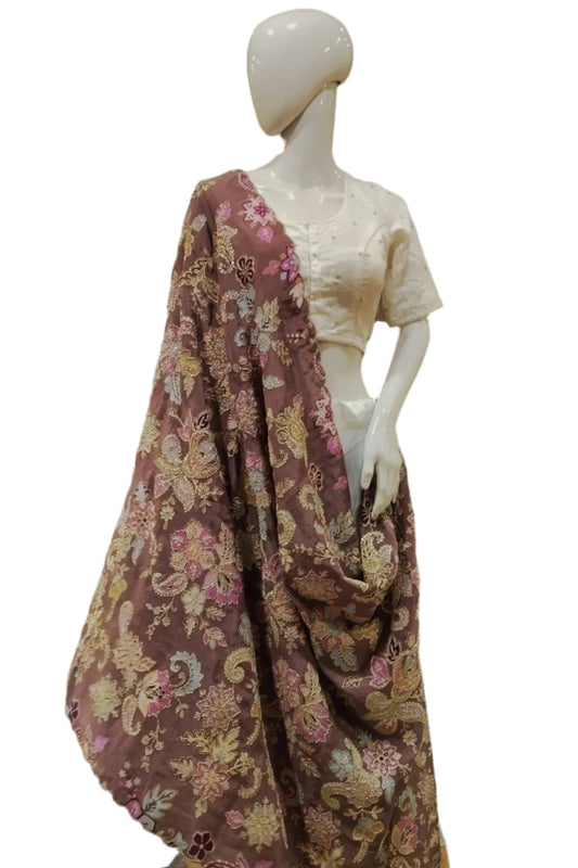 DENDRITIC BURNT PURPLE DUPPATA