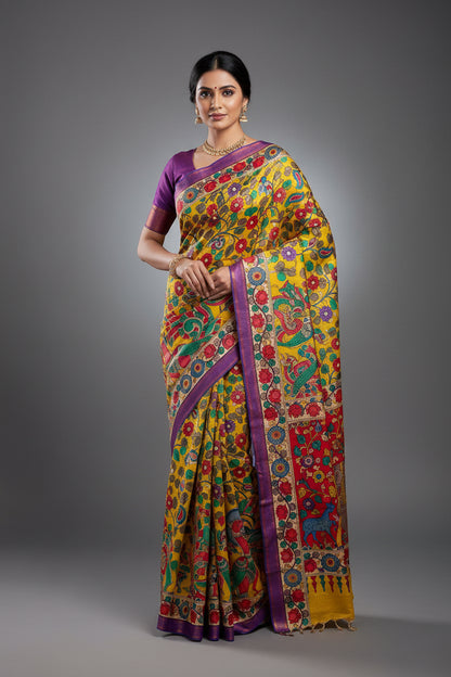 KALAMKARI HAND PAINTED SILK SAREE PRKRITI EDITION