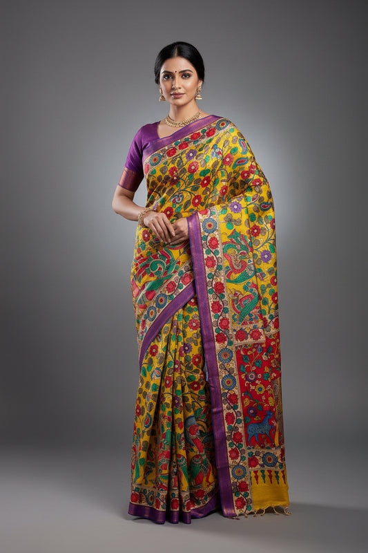 KALAMKARI HAND PAINTED SILK SAREE PRKRITI EDITION