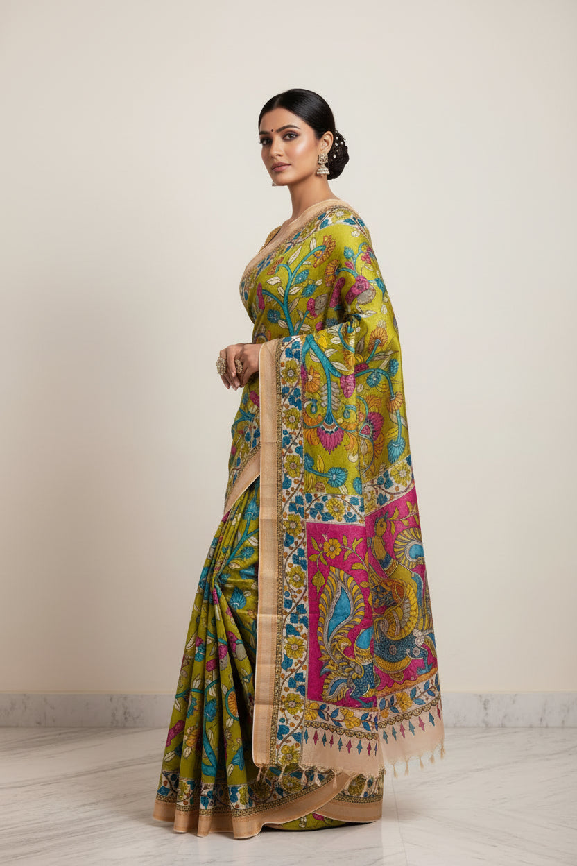 KALAMKARI HAND PAINTED SILK SAREE PRKRITI EDITION