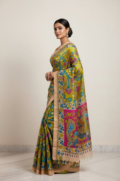KALAMKARI HAND PAINTED SILK SAREE PRKRITI EDITION