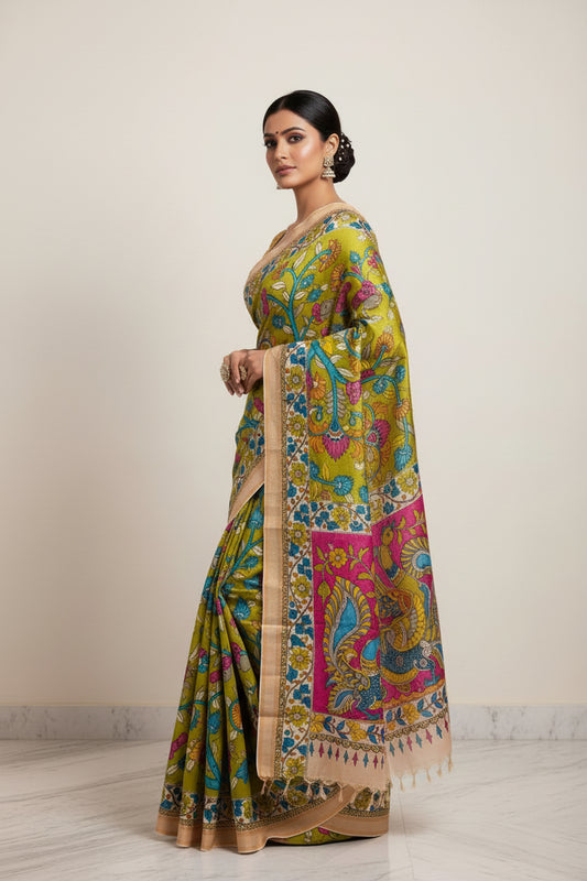 KALAMKARI HAND PAINTED SILK SAREE PRKRITI EDITION